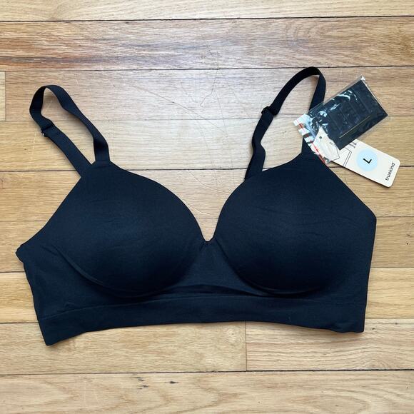 NEW TrueKind Women's L Supportive Comfort Wireless Shaping Bra Black T Shirt - Picture 1 of 10